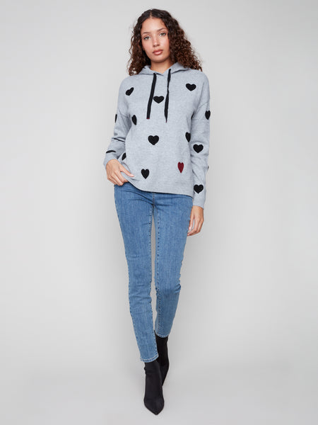 CHARLIE B C2436Y NEEDLE PUNCH BOUCLE HOODIE