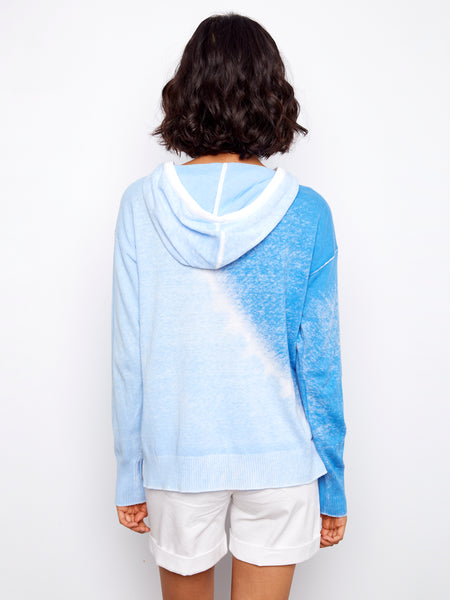 CHARLIE B C2616RR REVERSE PRINT LONG SLEEVE HOODIE SWEATER- 3 COLOURS
