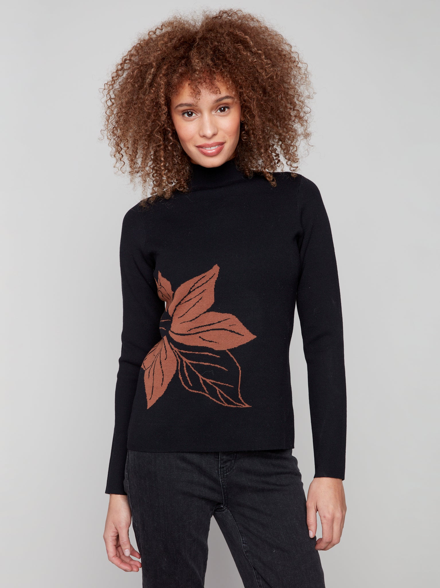 CHARLIE B C2681PR REVERSIBLE MOCK NECK SWEATER