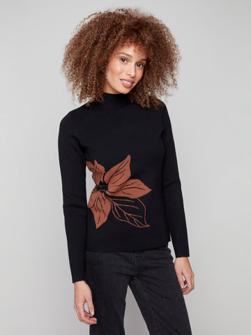 CHARLIE B C2681PR REVERSIBLE MOCK NECK SWEATER