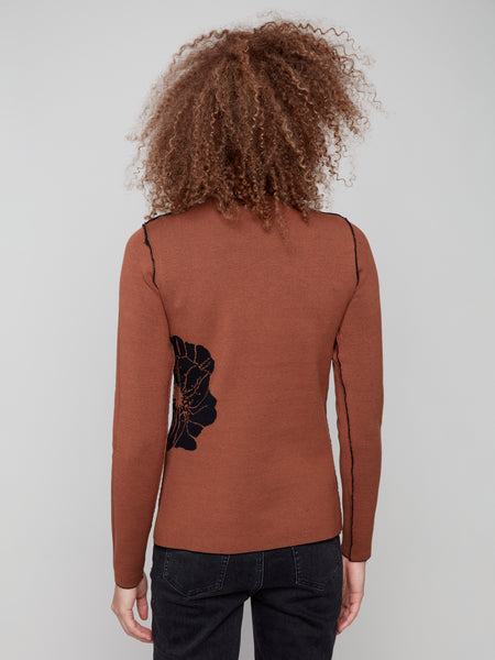 CHARLIE B C2681PR REVERSIBLE MOCK NECK SWEATER