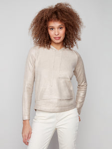 CHARLIE B C2733R PLUSH KNIT HOODIE SWEATER