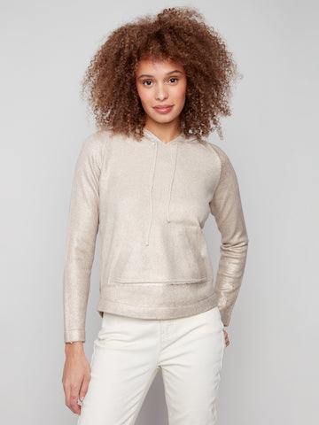 CHARLIE B C2733R PLUSH KNIT HOODIE SWEATER