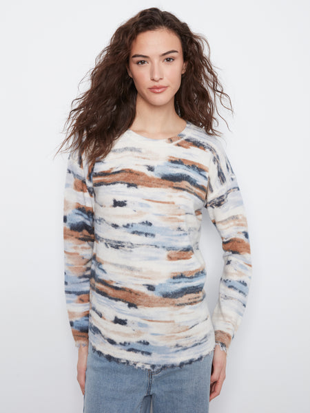 CHARLIE B C2735RR RAW EDGE SWEATER 2 COLOURS