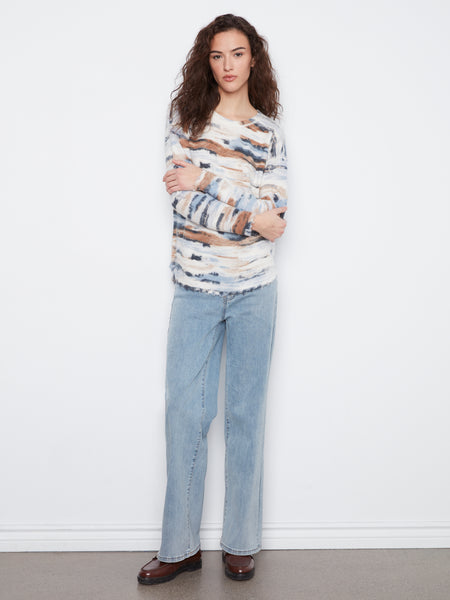 CHARLIE B C2735RR RAW EDGE SWEATER 2 COLOURS