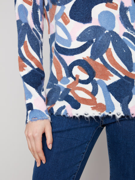 CHARLIE B C2735R PRINTED REVERSIBLE SWEATER 2 COLOURS