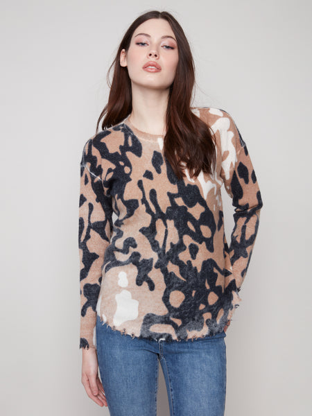 CHARLIE B C2735R PRINTED REVERSIBLE SWEATER 2 COLOURS