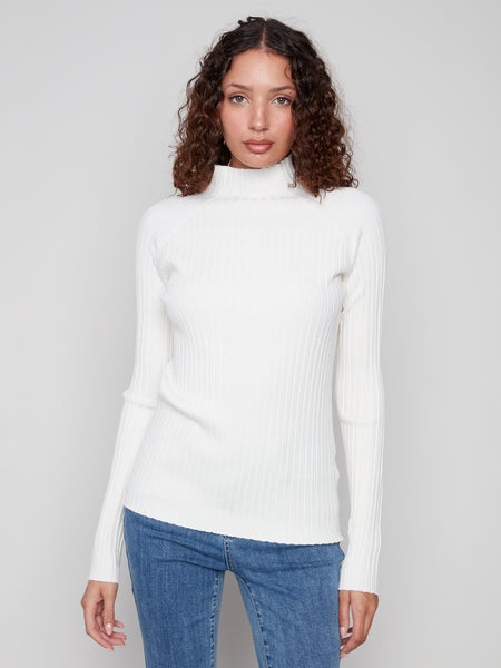 CHARLIE B C2754R RIBBED KNIT MOCK NECK SWEATER- 5 COLOURS