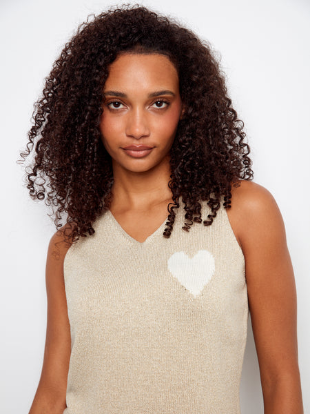 CHARLIE B C2794H SLEEVELESS V-NECK SWEATER CAMI