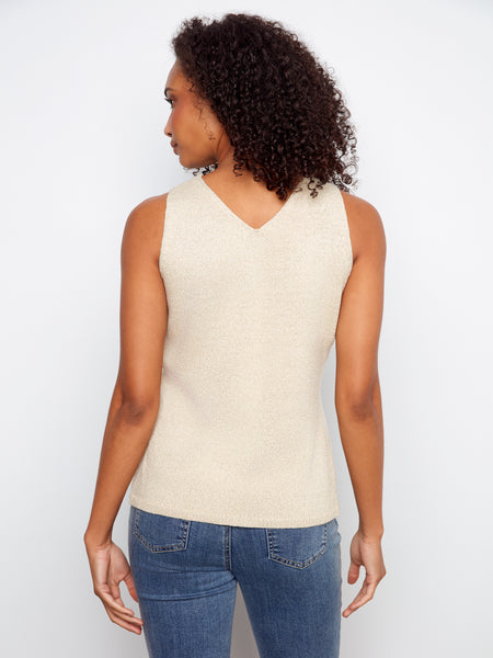 CHARLIE B C2794H SLEEVELESS V-NECK SWEATER CAMI