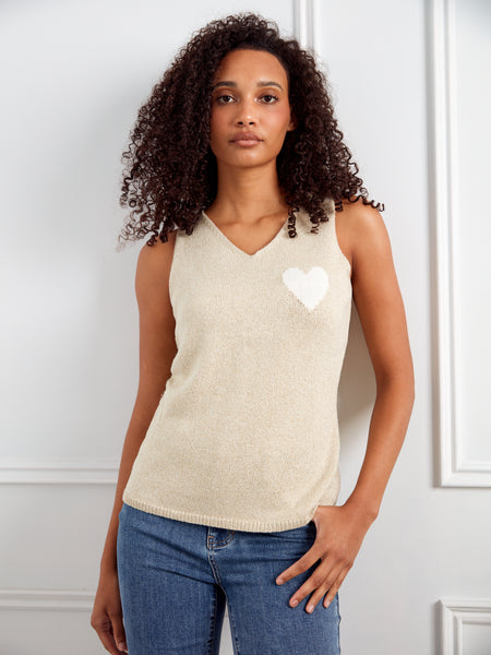 CHARLIE B C2794H SLEEVELESS V-NECK SWEATER CAMI