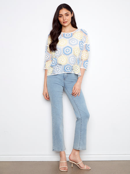 CHARLIE B C2808RR CROCHET SWEATER