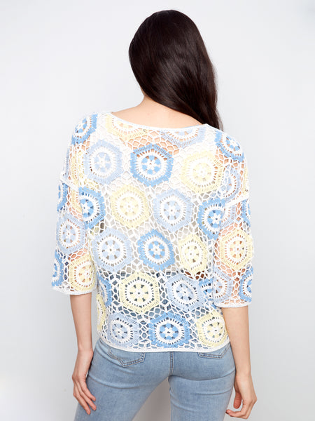CHARLIE B C2808RR CROCHET SWEATER