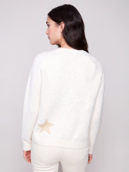 CHARLIE B C2842 STAR JACQUARD SWEATER