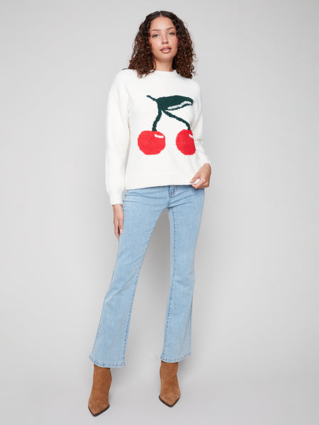 CHARLIE B C2847 INTARSIA FLUFFY SWEATER
