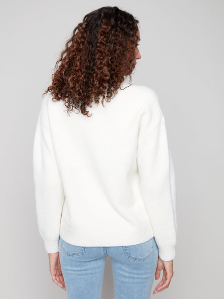 CHARLIE B C2847 INTARSIA FLUFFY SWEATER