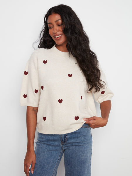 CHARLIE B C2858E HEART SWEATER