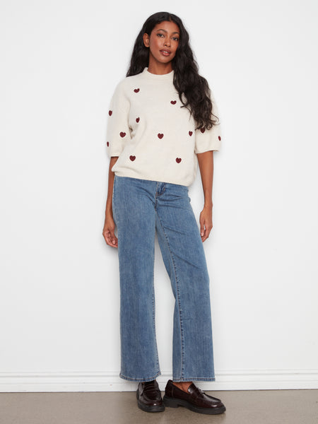 CHARLIE B C2858E HEART SWEATER