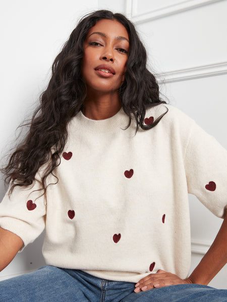 CHARLIE B C2858E HEART SWEATER