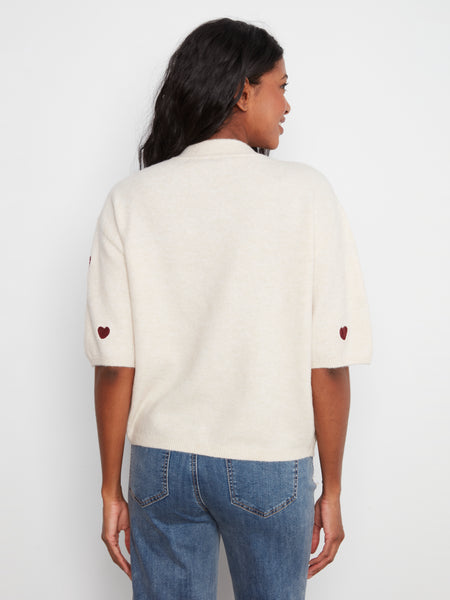 CHARLIE B C2858E HEART SWEATER