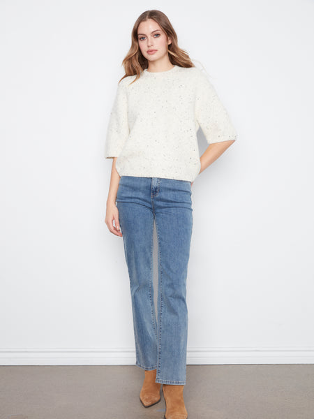 CHARLIE B C2858R SHORT SLEEVE SWEATER 3 COLOURS