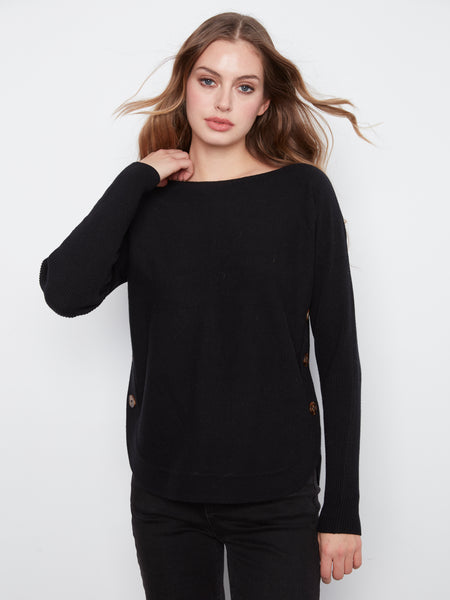 CHARLIE B C2871R SWEATER WITH BUTTON DETAIL 4 COLOURS