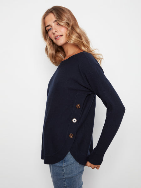 CHARLIE B C2871R SWEATER WITH BUTTON DETAIL 4 COLOURS