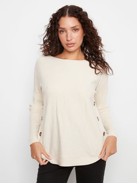 CHARLIE B C2871R SWEATER WITH BUTTON DETAIL 4 COLOURS