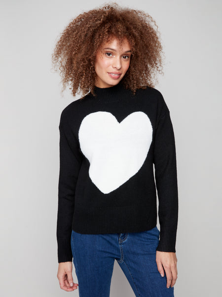 CHARLIE B C2896 HEART SWEATER