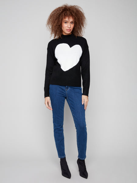 CHARLIE B C2896 HEART SWEATER