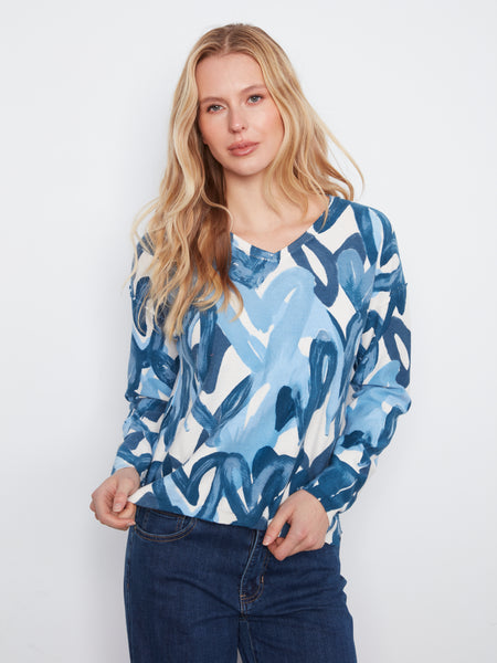 CHARLIE B C2907P REVERSIBLE SWEATER SPLATTER