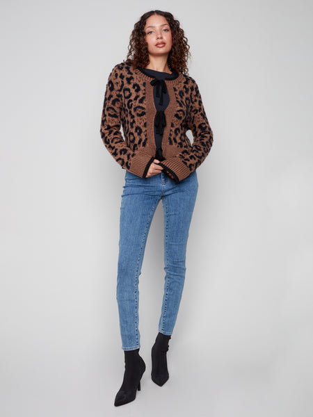 CHARLIE B C2933 BOW TIE FRONT CARDIGAN