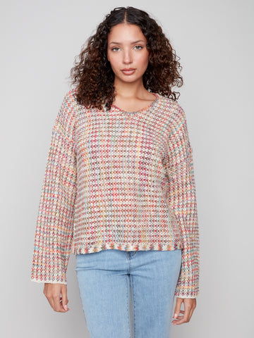 CHARLIE B C2936 NOVELTY YARN SWEATER