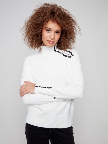CHARLIE B C2938E SUPER PLUSH SWEATER WITH ZIP DETAIL