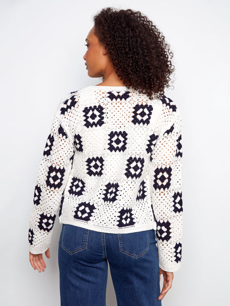 CHARLIE B C2951 SQUARE CROCHET CARDIGAN