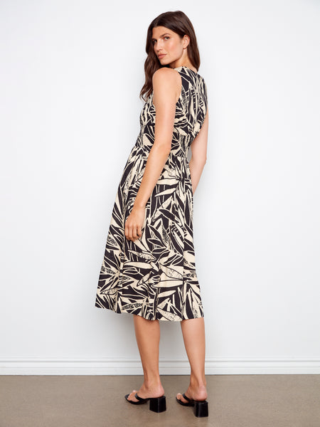 CHARLIE B C3227P COTTON VOILE PRINTED FRONT ZIP MAXI DRESS