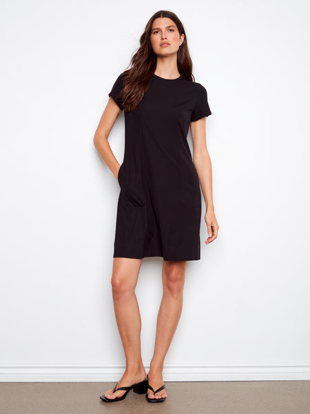 CHARLIE B C3228 INTERLOCK KNIT KNEE LENGTH DRESS