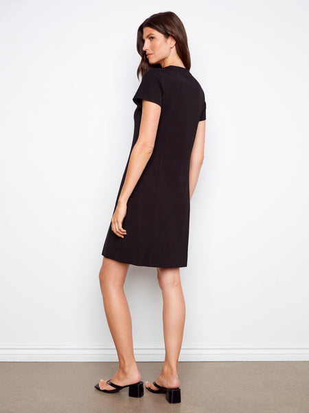 CHARLIE B C3228 INTERLOCK KNIT KNEE LENGTH DRESS