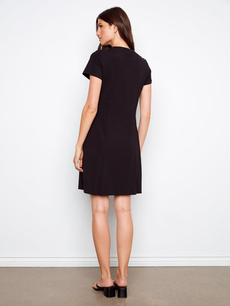 CHARLIE B C3228 INTERLOCK KNIT KNEE LENGTH DRESS
