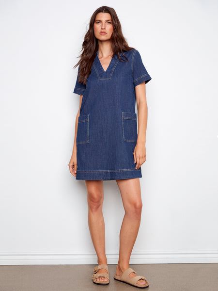 CHARLIE B C3229 DENIM DRESS- 3 colours