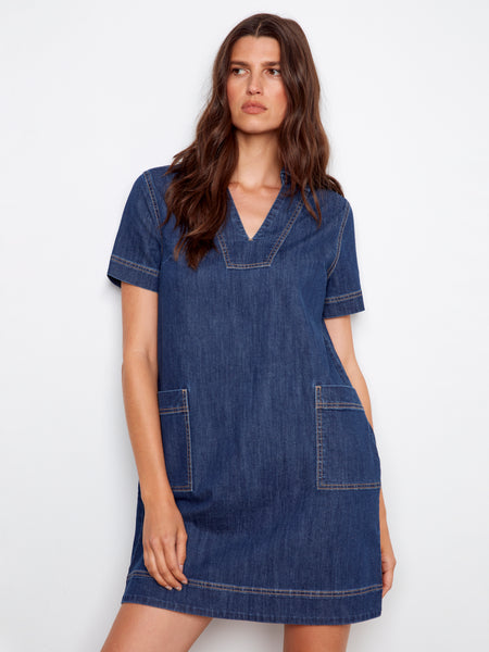 CHARLIE B C3229 DENIM DRESS- 3 colours