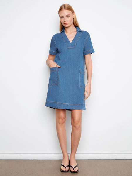 CHARLIE B C3229 DENIM DRESS- 3 colours