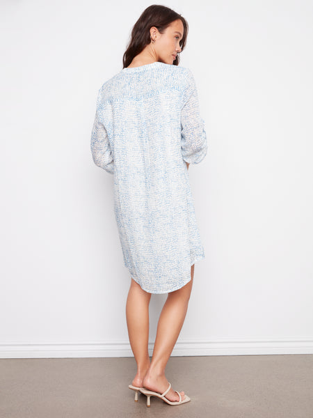 CHARLIE B C3253 3/4 SLEEVE HENLEY DRESS - 2 COLOURS