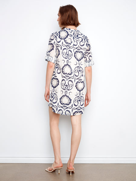 CHARLIE B C3253 3/4 SLEEVE HENLEY DRESS - 2 COLOURS