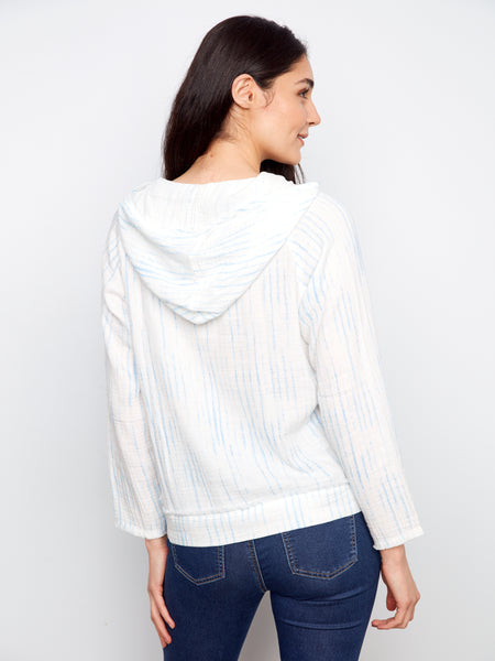 CHARLIE B C4445T BUBBLE COTTON HOODIE WITH KANGAROO POCKET