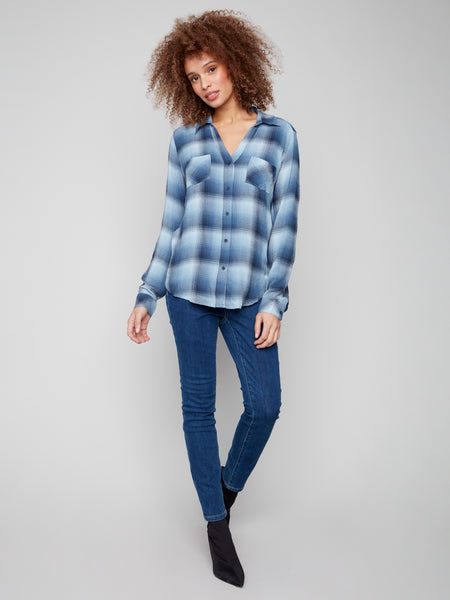 CHARLIE B C4490RR BUTTON FRONT BLOUSE