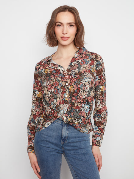 CHARLIE B C4551PP FLORAL BLOUSE