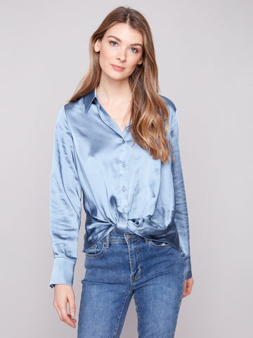 CHARLIE B C4551R LONG SLEEVE SHIRT WITH TWISTED FRONT