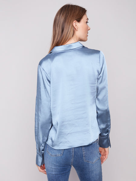 CHARLIE B C4551R LONG SLEEVE SHIRT WITH TWISTED FRONT