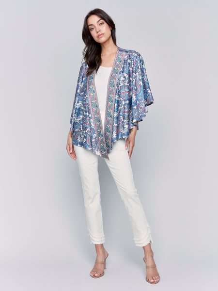 CHARLIE B C4567P PRINTED SATIN KIMONO